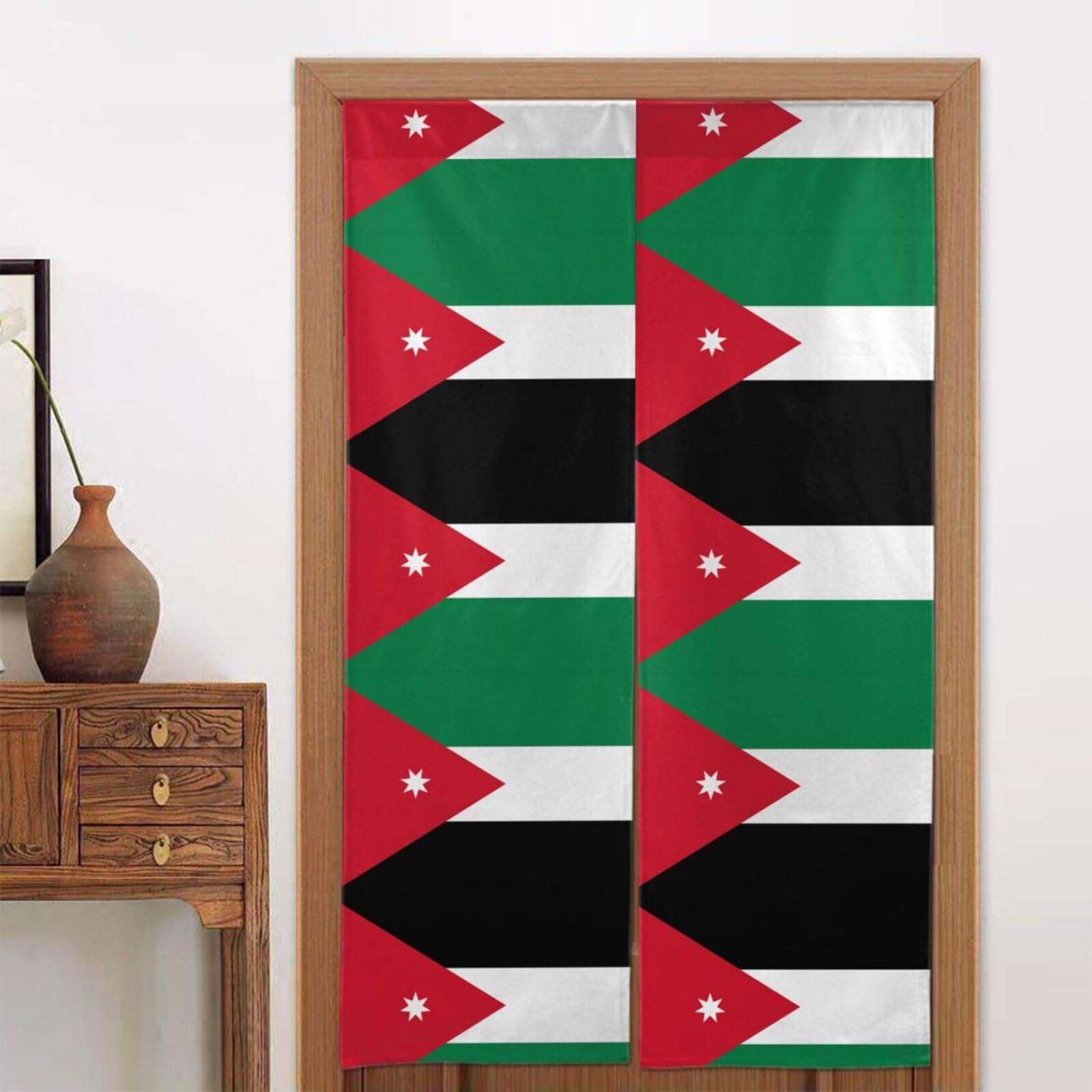 CNTDBU Jordanian flag Door Curtain 34x56 Inch-Room Divider Panel for Privacy, Entryway Screen for Kitchen Bedroom