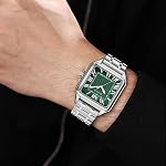 Montre carrée classique pour hommes avec bracelet en acier inoxydable à chiffres romains et massif