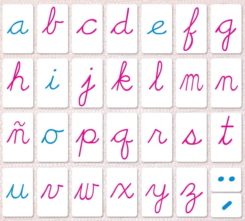 Spanish Montessori Movable Alphabet: Cursive (Spanish Edition)