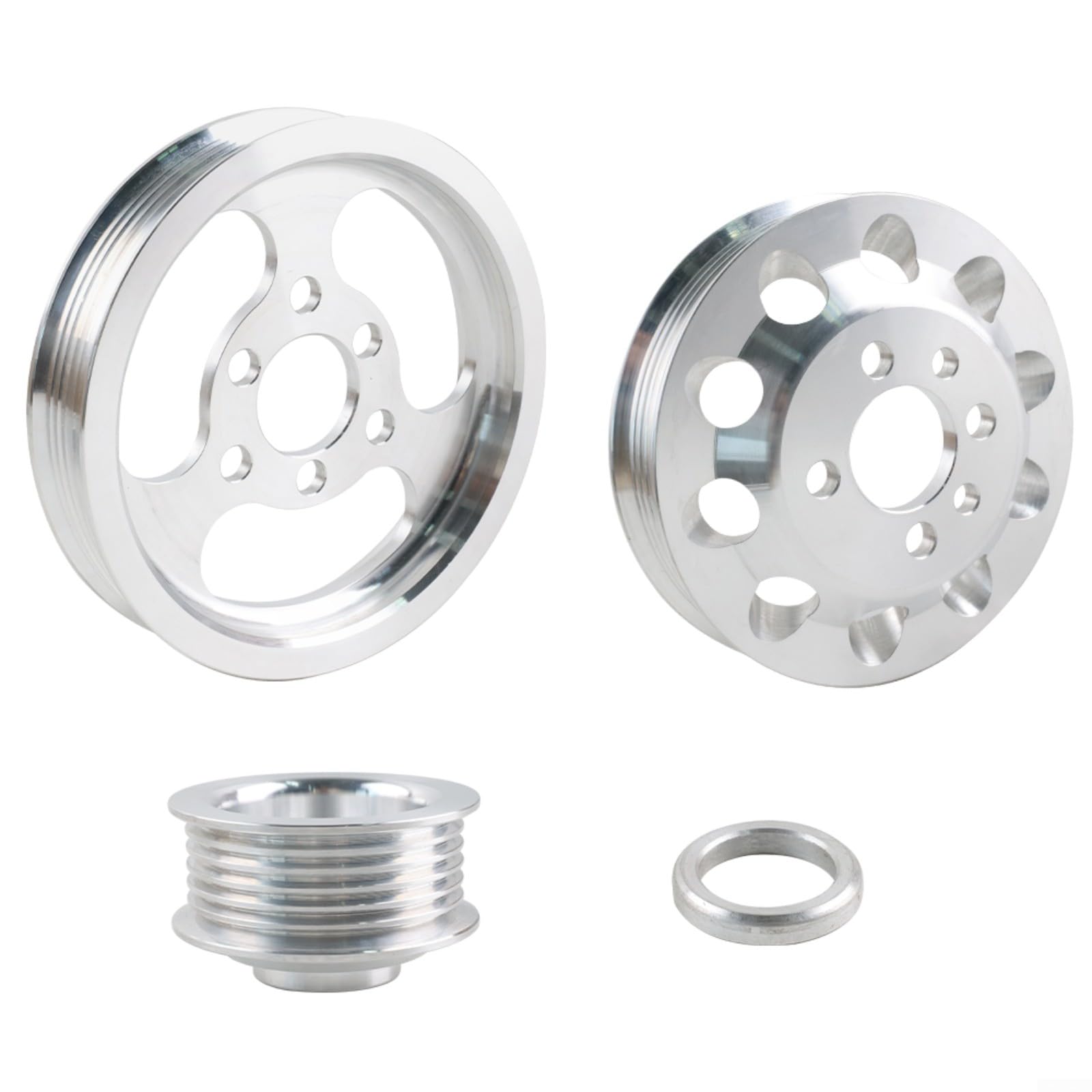 Polea de aluminio ligero Billet Set 1.8T 2.0L 1999-2005 Plata (Plata)
