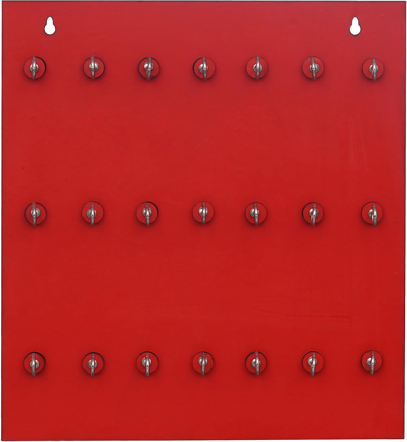Webelkart Premium Key Chain Hanging Board/Wall Hanging Key Holder for Home and Office Decor (21 Hooks- Red)