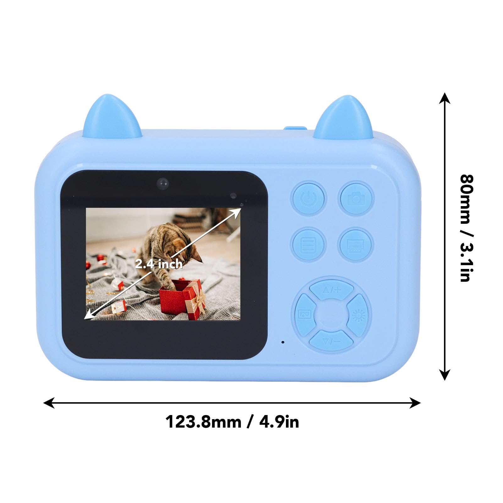 Kamera termiczna z funkcją rozpoznawania twarzy AI, zdjęcie 24 MP i wideo 1080p, wbudowane gry i muzyka, obsługa kart 32 GB na prezenty urodzinowe i rozrywkę (niebieska)