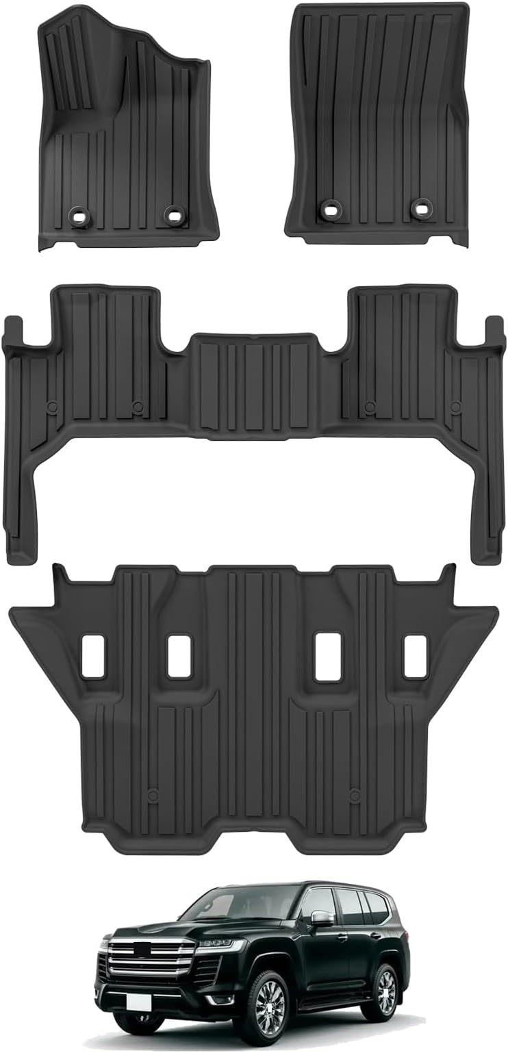 SMABEE Floor Mats Fit for Toyota Land Cruiser J300 7seat LC300 2021-2023 Floor Liners Accessories TPE All-Weather Heavy Duty Car Mats Waterproof Interior