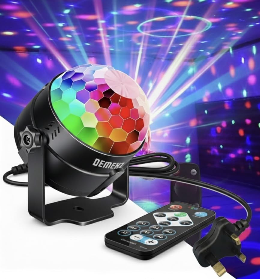 DEMEKZ Sound Activated Party Lights with Remote Control Dj Lighting RBG Disco Ball Strobe Lamp 7 Modes Stage Par Light for Home Room Dance Parties Birthday DJ Bar Karaoke Xmas Wedding Show Club Pub