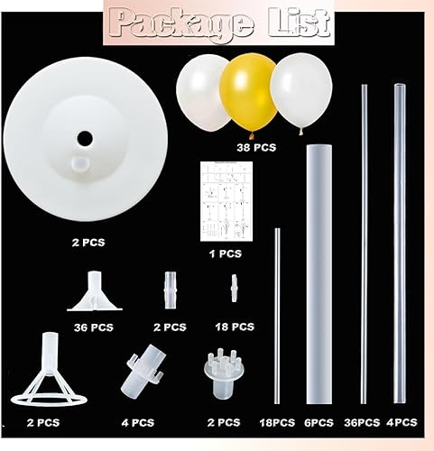 Miniatura 9 de Juego de 2 columnas de globos con globos de confeti incluidos, con base y poste, decoración de fondo de torre de globos para bodas, baby shower