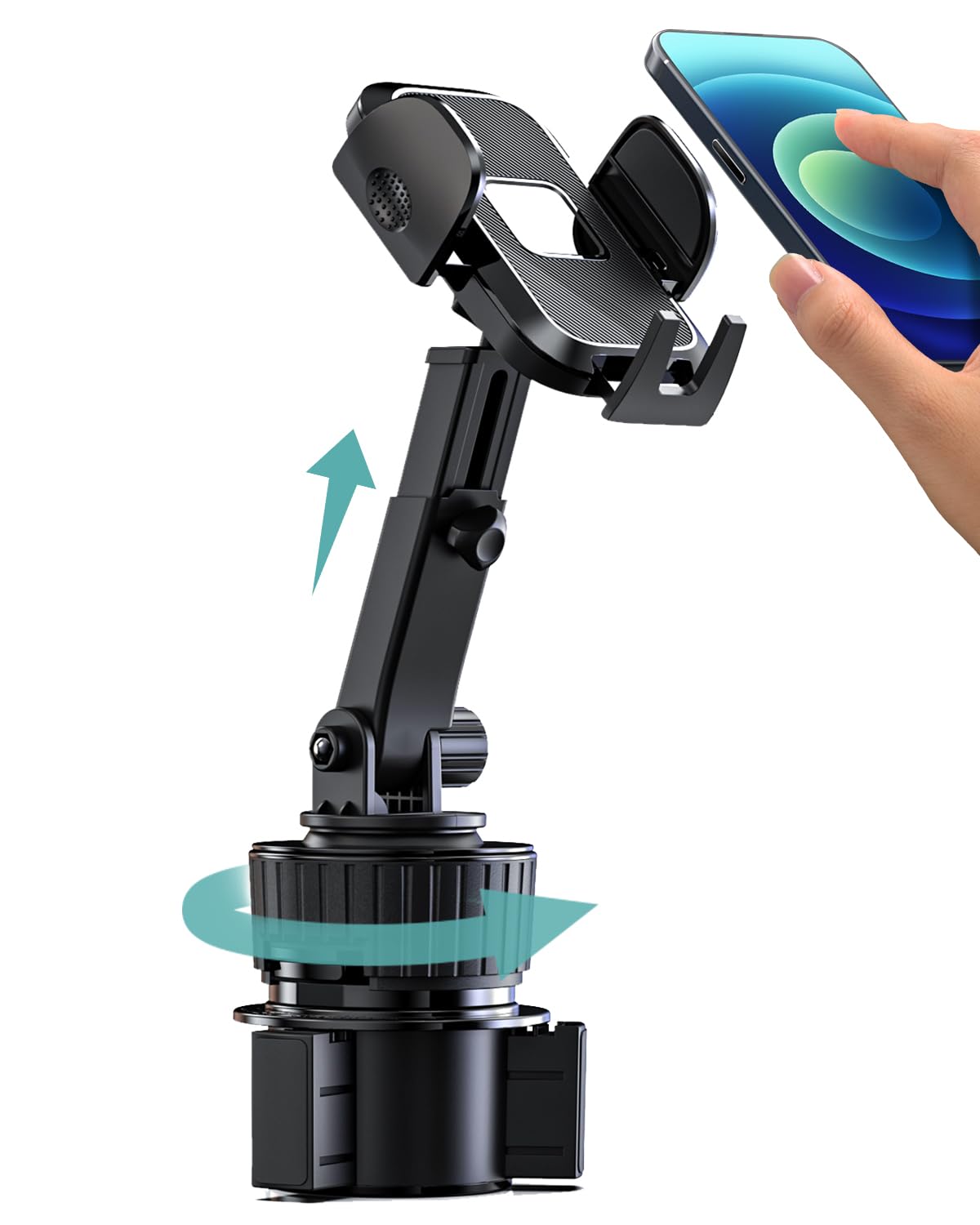 SEVEN SPARTA Upgrade Car Cup Holder Phone Mount with Adjustable Phone Stand, Stable Cell Phone Holder Compatible with iPhone Samsung Pixel All Smartphones and Thick Case