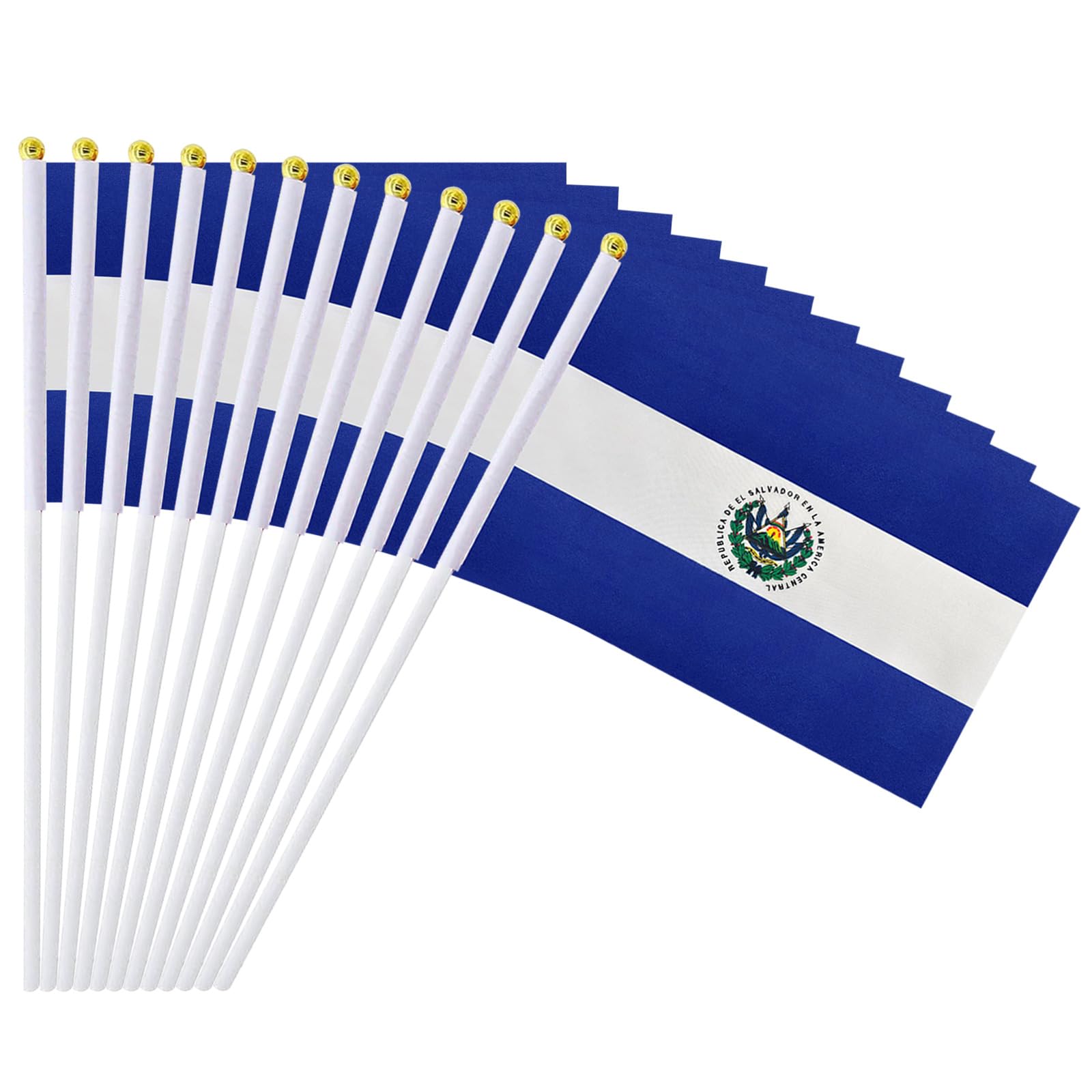 mflagperft El Salvador Flags on Stick 12 Pack, Handheld El Salvador Flag — image 1