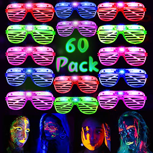 HWG 60 Pack LED Party Light Up Glasses, 5 Colors Light Up Shutter Shades Glow in The Dark New Year Gifts RaveClassroom Events Carnival Halloween Birthday Party Favors for Adults Kids HWG 60 Pack LED Party Light Up Glasses, 5 Colors Light Up Shutter Shades Glow in The Dark New Year Gifts RaveClassroom Events Carnival Halloween Birthday Party Favors for Adults Kids