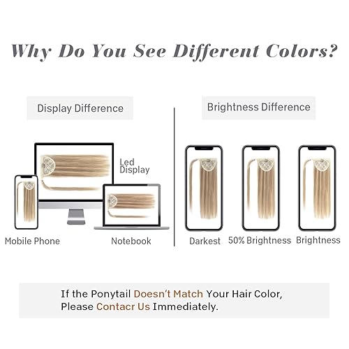 Vista 6 de Extensión de cola de caballo de cabello humano 100% real Remy, cabello humano Remy envolvente, cola de caballo larga y lacia, extensiones de cabello