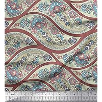 Soimoi Rose Canard De Coton En Tissu Croquis Noir Motif Cachemire