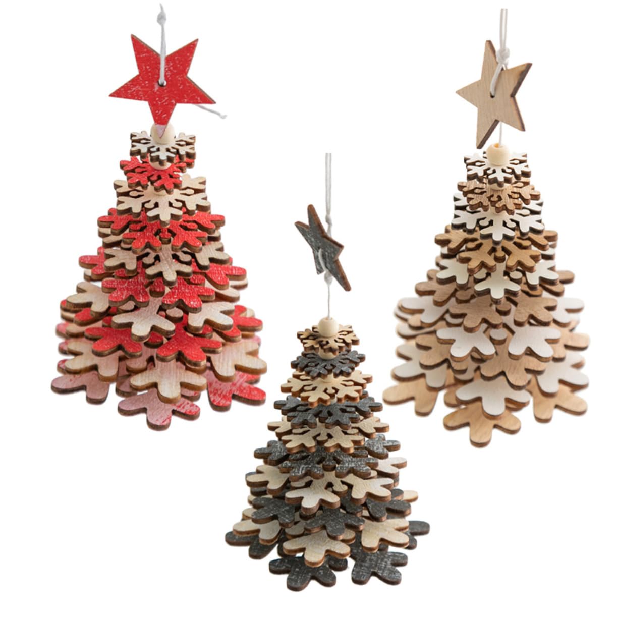 Decoración de Navidad tridimensional PRETYZOOM, adornos de madera de alta calidad para casa, 3 piezas