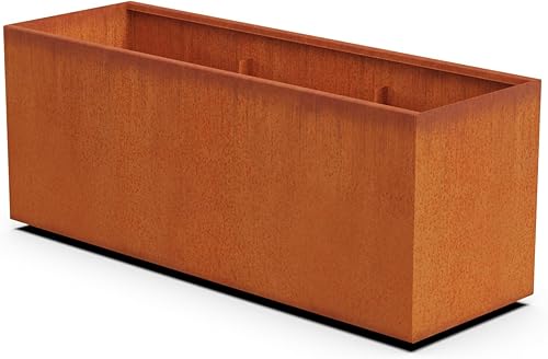 Miniatura 10 de Corten - Maceta rectangular de acero rústico para jardín, 46 pulgadas de largo, 20 pulgadas de ancho y 24 pulgadas de alto, resistente, fabricada en