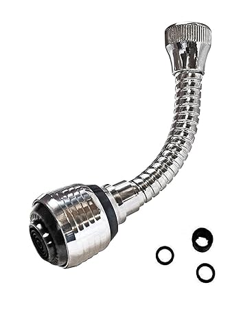 TLISMI 360 Degree Rotating Water-Saving Sprinkler and Faucet Aerator Flexible Water Faucet Sprayer Extender Jet Spray for Sink Turbo Flex Kitchen Tap (6 Inch)