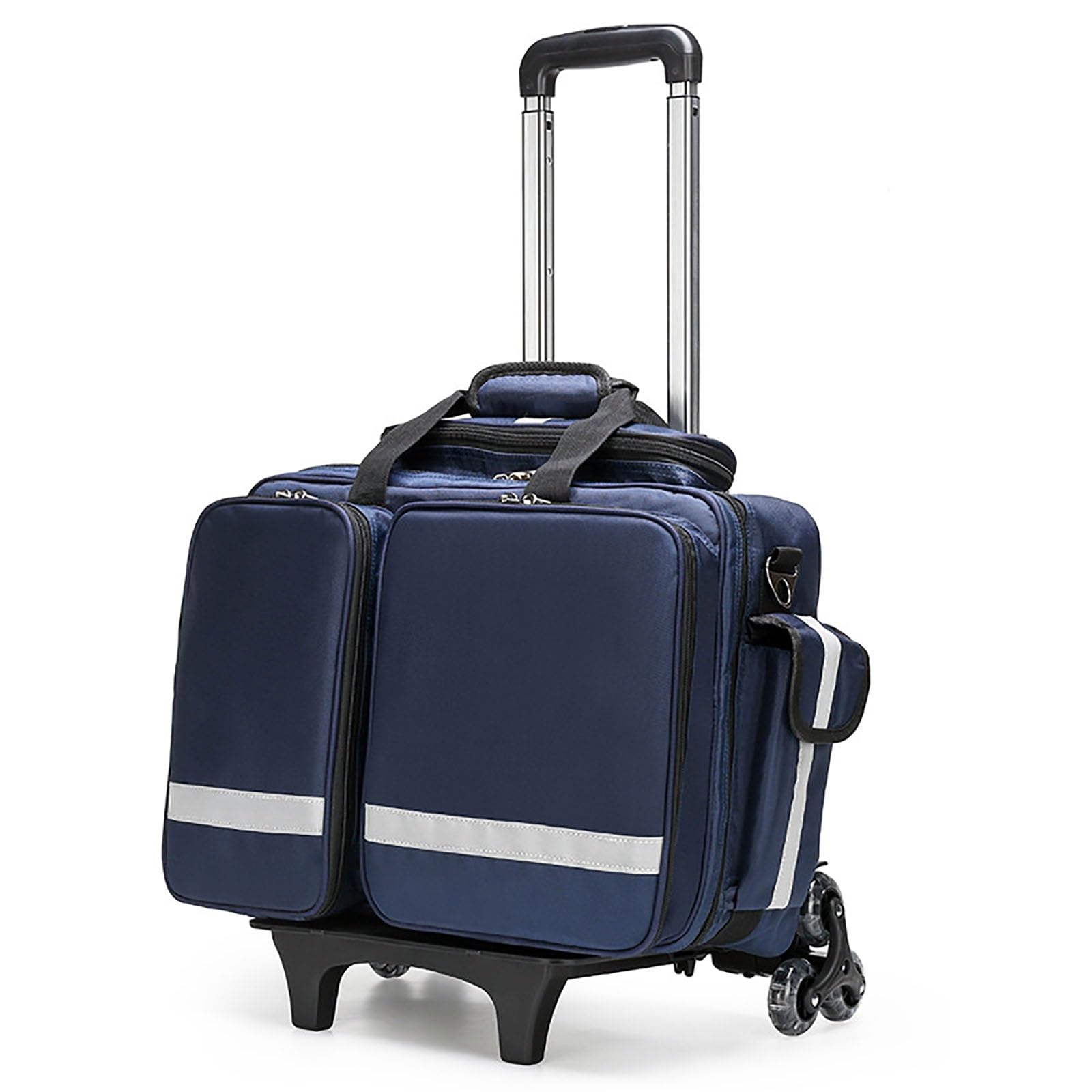 Botiquín Vacío Rojo de Primeros Auxilios, Bolsa Carro Médico Profesional de Gran Capacidad con Ruedas,Bolsa de Primeros Auxilios de Emergencia, Bolsa de Trauma con Compartimentos Extraíbles, para EMT,
