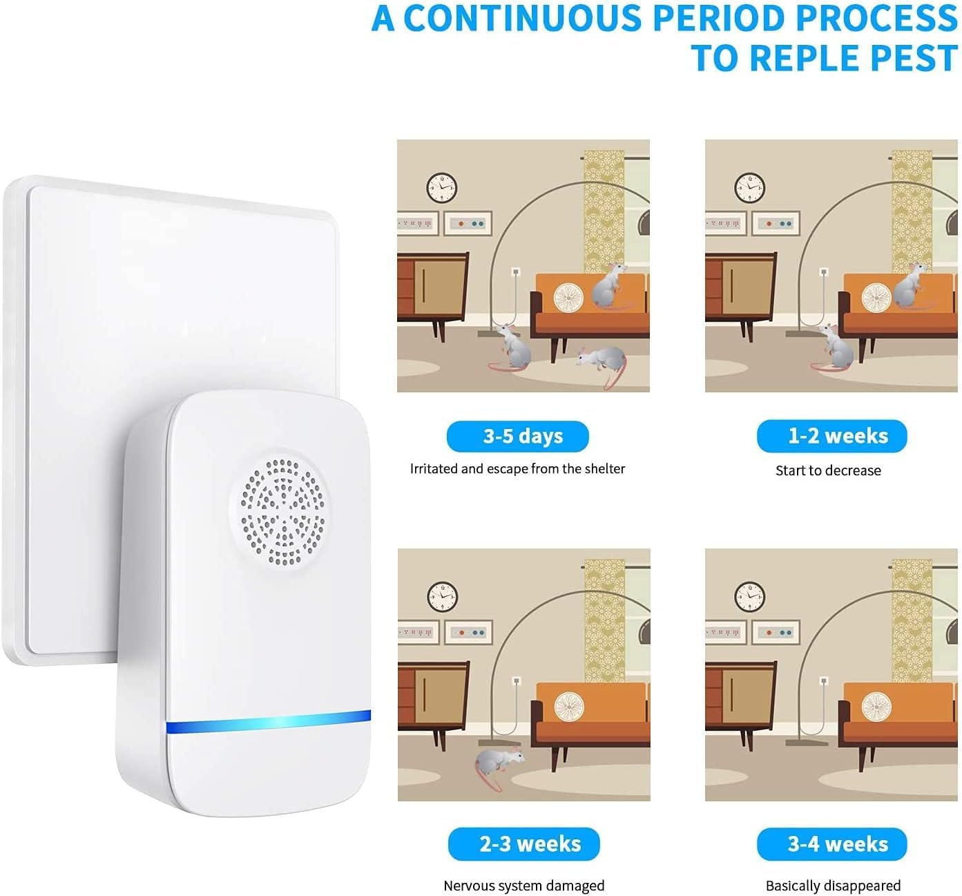 Répulsif Ultrasonique pour Souris 4 Pack,Anti-Rats,Silencieux,Non-Toxique, Efficace Contre Les Souris et Les Rats, sans Radiation Répulsif à Ultrasons Anti Rongeurs