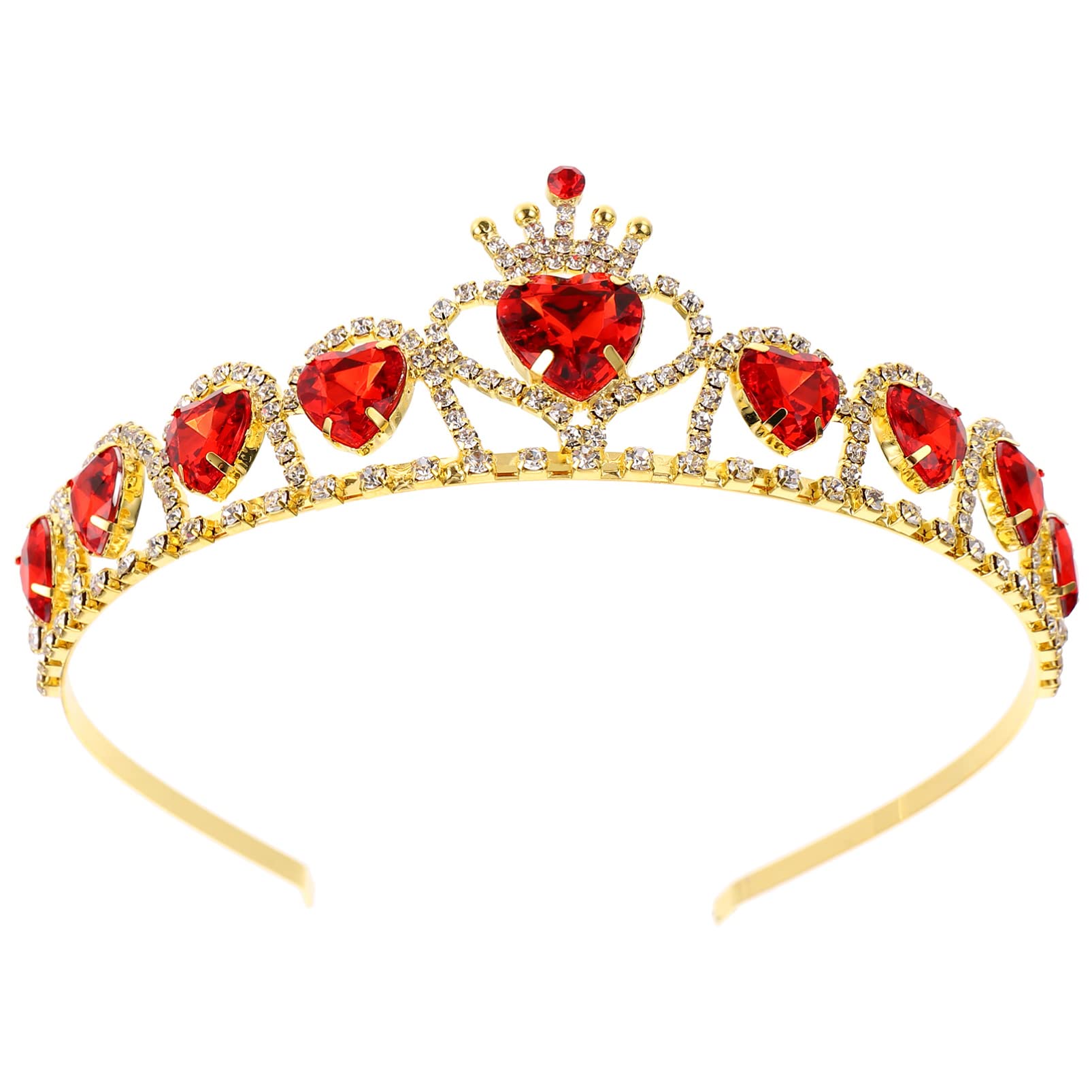 Lurrose Red Heart Crown Red Rhinestone Tiara Baroque Queen Crown Crystal Diamond Tiara for Wedding Princess Bridal Birthday Party Photos