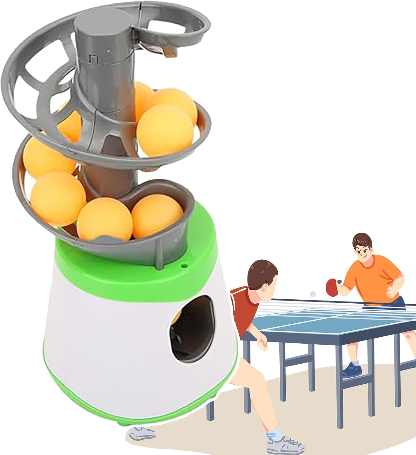 Table Tennis Automatic Launcher, Ping Pong Ball Machine, 2-3 Seconds to Serve+ Capacity: 16-17 Balls, Automatic Ball Ejection/No Clogging, for Beginners/Individual Training
