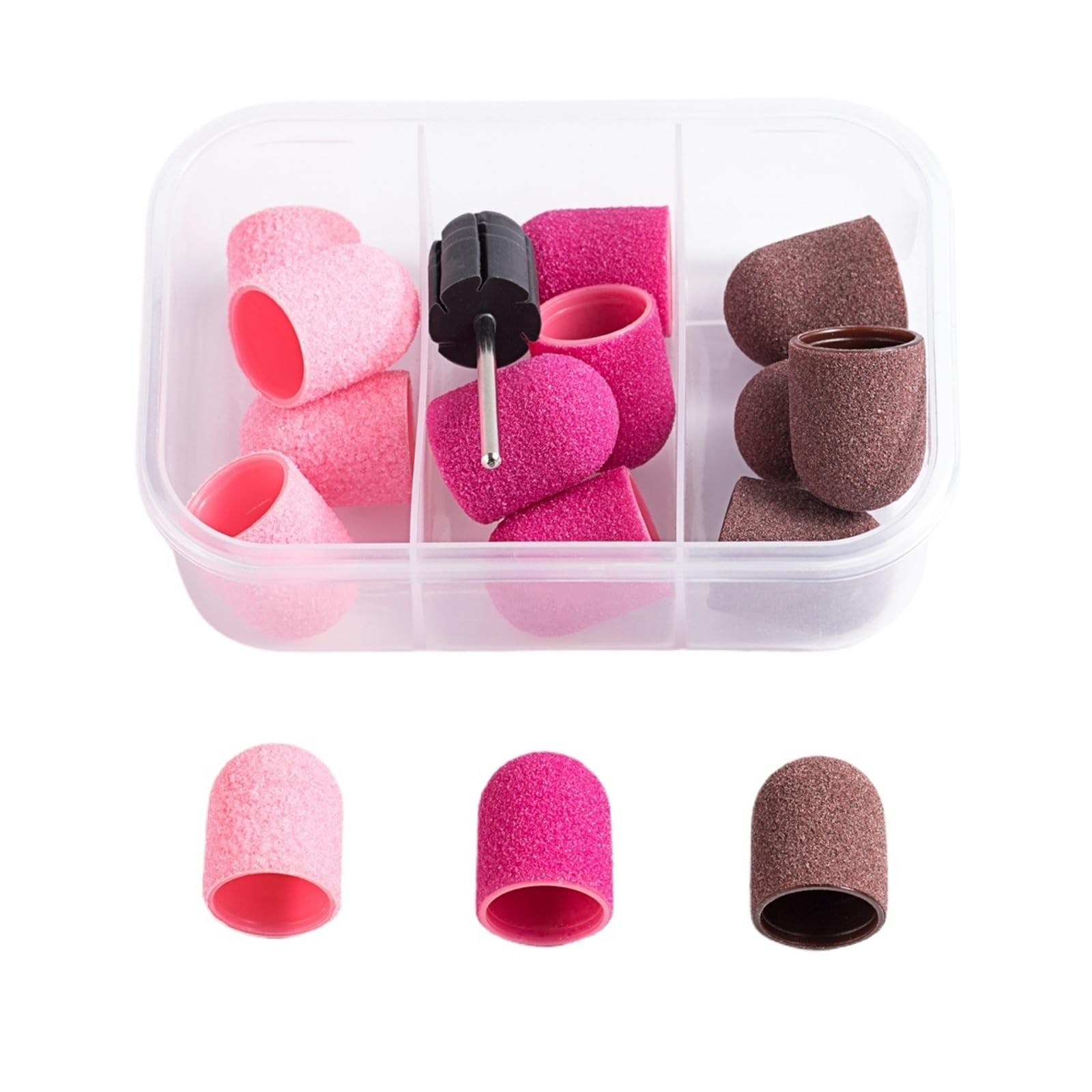 Schleifkappen Nagelfräser 15 Stück Nagelschleifkappe mit Gummidorn-Bit for Polieren von Maniküre und Pediküre(D-15pcs)