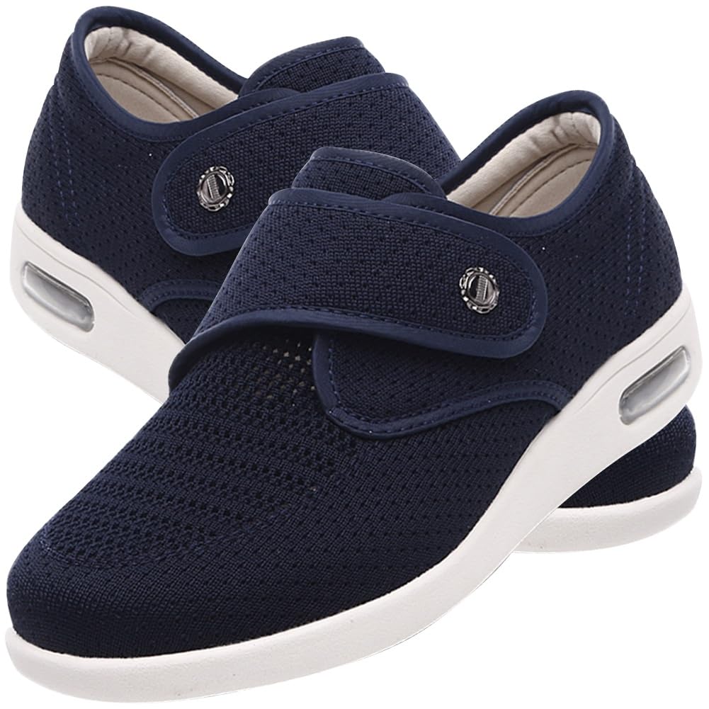 Diabetiker Hausschuhe Damen Damen Schuh mit Klettverschluss Orthopädische Diabetiker Schuhe, Extra Weit, mit Klettverschluss