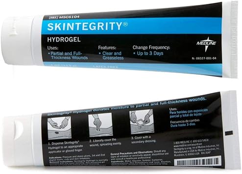 Medline Skintegrity Hydrogel, Clear and Greaseless, Lasts up to 3 Days, 4-oz Tube, (Pack of 2)
