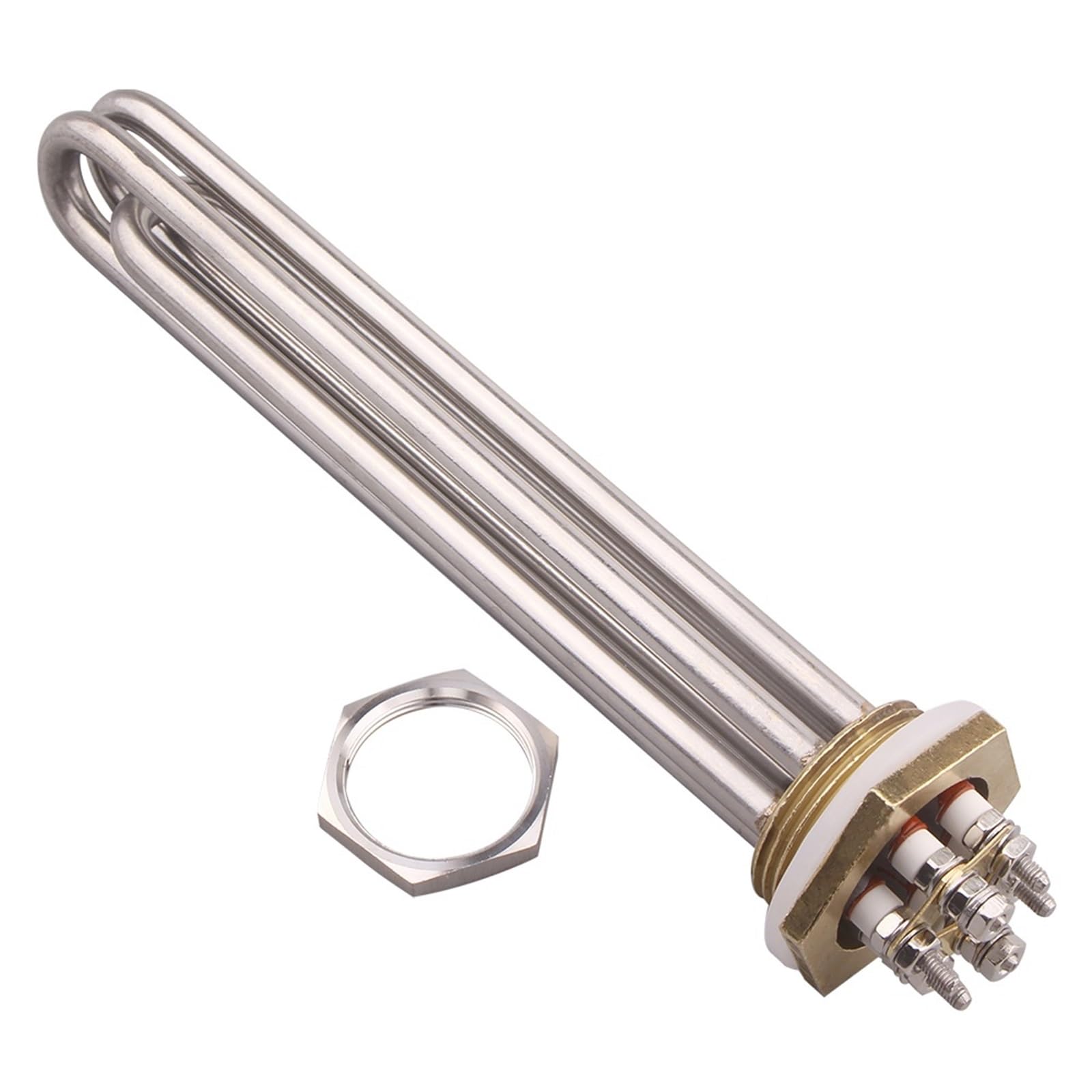 24 V 48 36 DC Heizelement DN32 Gewinde Rohr Tauch Warmwasserbereiter 600 W/900 W/1200 W/1500 W 1 Stücke(Silver,36V 1200W 3 loops)