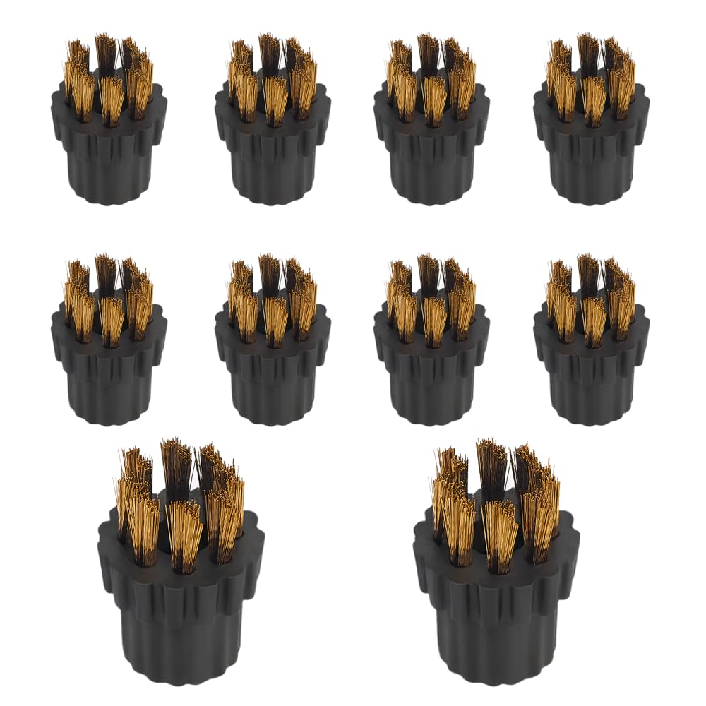 DONGKER Steam Cleaner Brush Head,10 PCS Nylon/Copper/Stainless Steel Bristle Steamer Brushes Heads Replacement for Bathroom Tile Seams Corners Window Frames Sink Edges