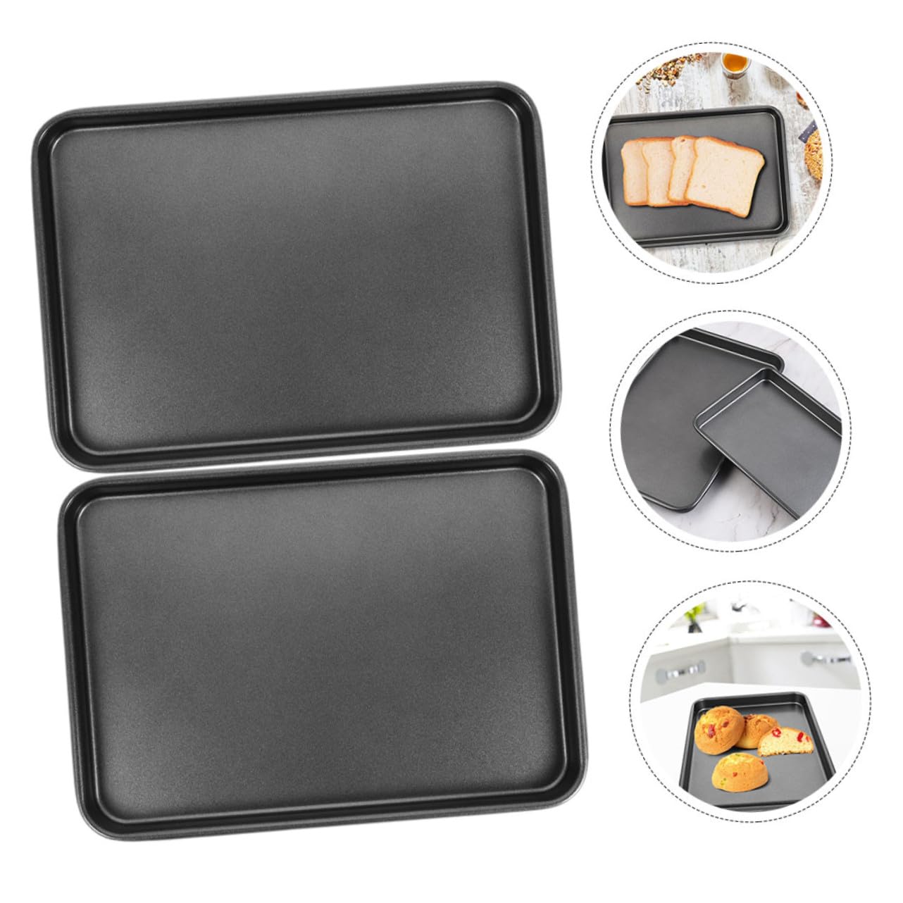2 piezas Bandejas para Horno al Antiadherentes Rectangulares Pequeñas para Hornear Pasteles y Pan Fáciles de Limpiar y Resistentes