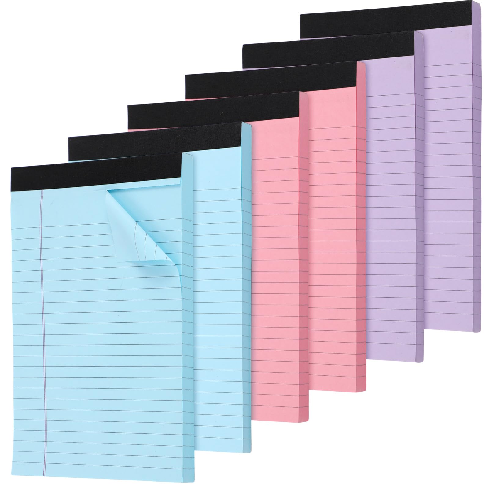Honoson 6 Pack Legal Pads 5 x 8 College Ruled Colored Notepad 600 Sheets Wide Ruled Writing Pads