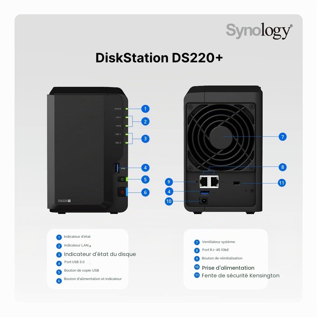 SYNOLOGY DS220+ 2-Bay NAS-Case Intel