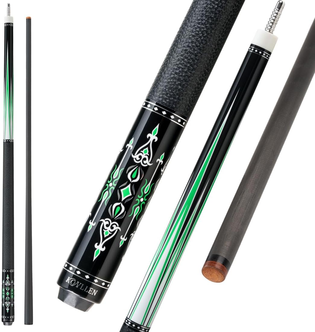 KONLLEN Carbon Fiber Pool Cue Stick 58-inch Professional Pool Sticks for Adults Full Carbon Technology Low Deflection Pool Cue Billiard Cues with 12.5mm Tip (Easy to Control, Pro Taper, Ultra-Smooth)