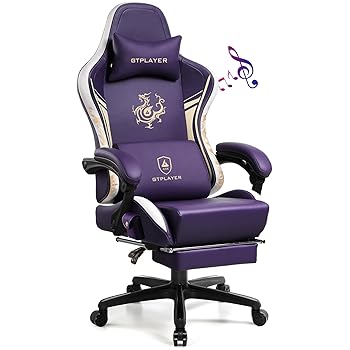 GTPLAYER Gaming Chair with Bluetooth Speakers & Footrest, Purple