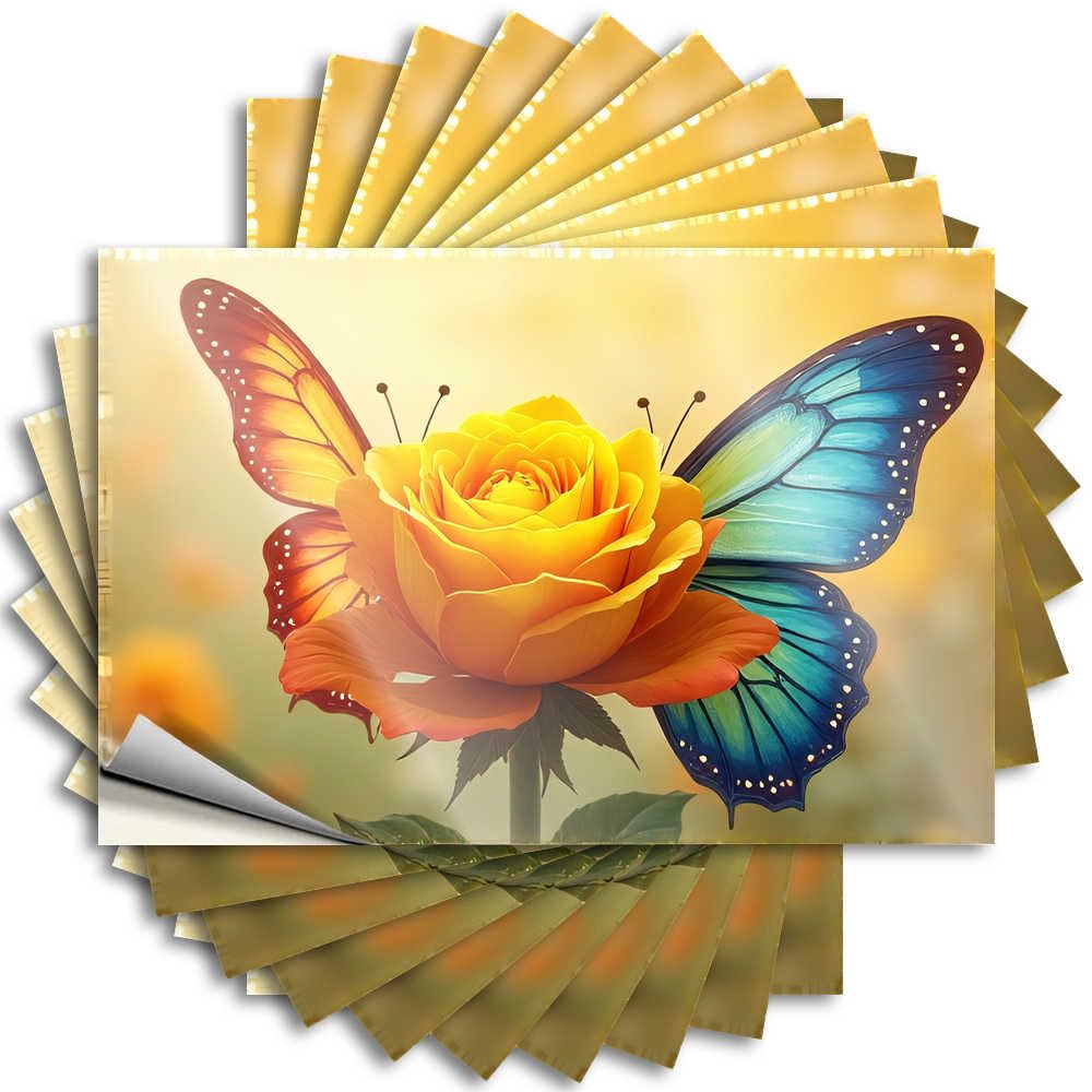Quote Vintage Vinyl Decals, Hot Waterproof Wall Stickers for Water Bottle | Nature's Harmony: Butterfly and Rose in Bloom Perfect for Hunting Laptop Decor(8X12CM)