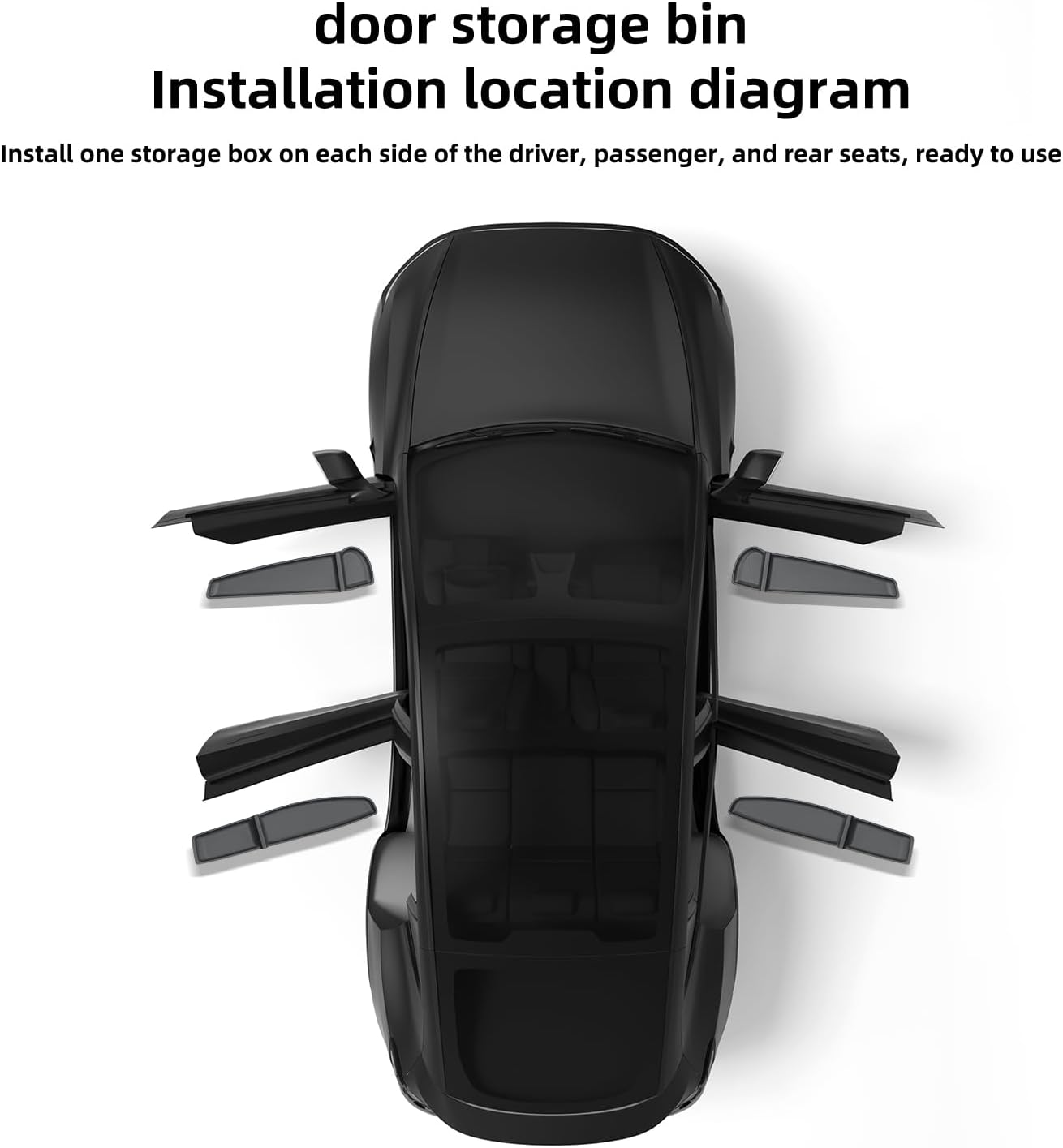 LUCKEASY 4PCS Door Side Pocket Storage Pad for Tesla Model Y Juniper 2025 2026 Standard/Premium/Performance Front & Rear Door Pocket Inner Organizer Mats TPE for Model Y Juniper Accessories Black