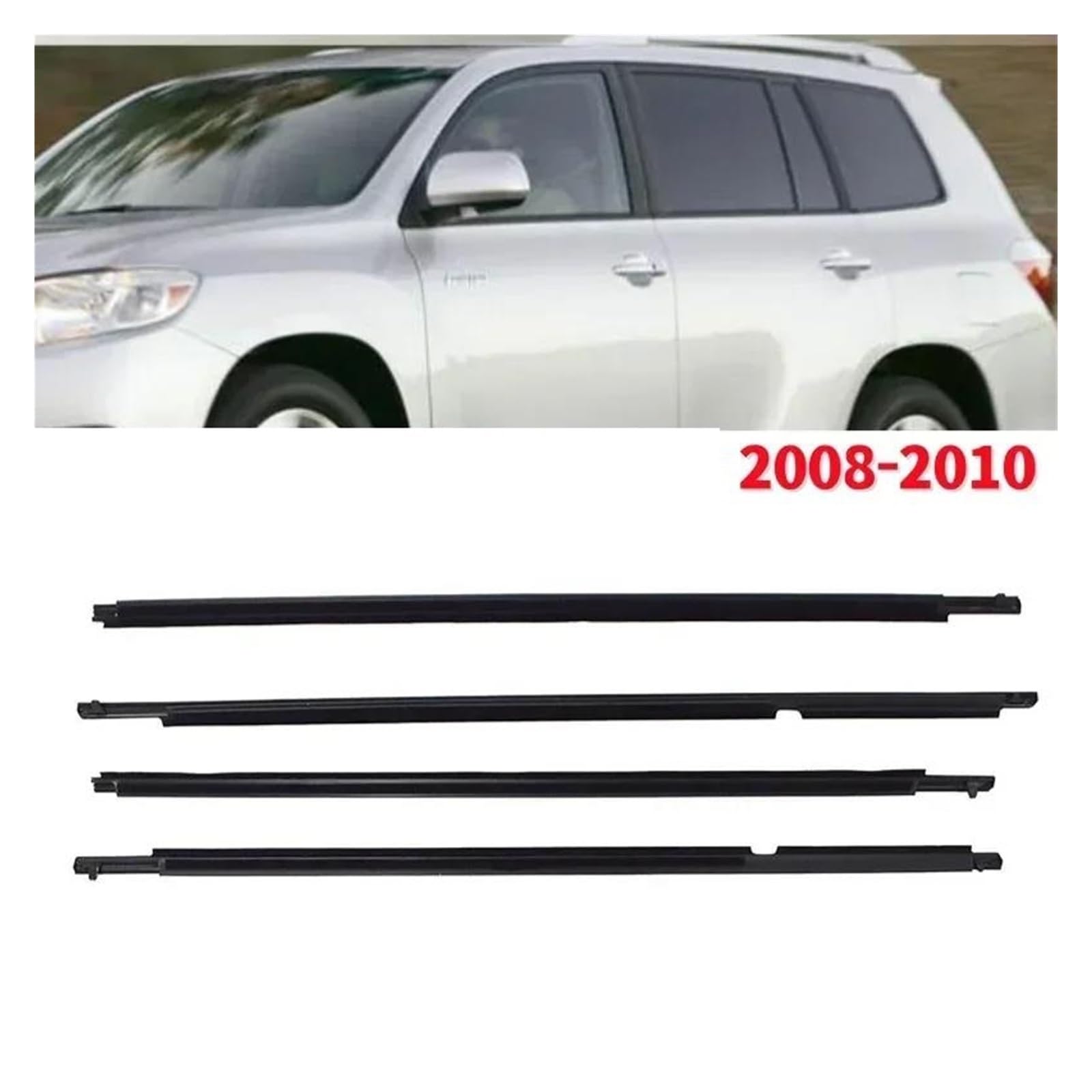 Paski ochronne do progów drzwi Toyota Highlander 2008-2010, listwy uszczelniające do szyb i wykończenia zewnętrzne