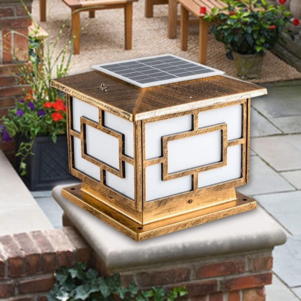 Odlewana ciśnieniowo aluminiowa lampa solarna LED IP45, lampa na słupek ogrodzeniowy, zewnętrzna dekoracja krajobrazu, lampa solarna na słupek, do willi na świeżym powiet(One Color-15.7in)