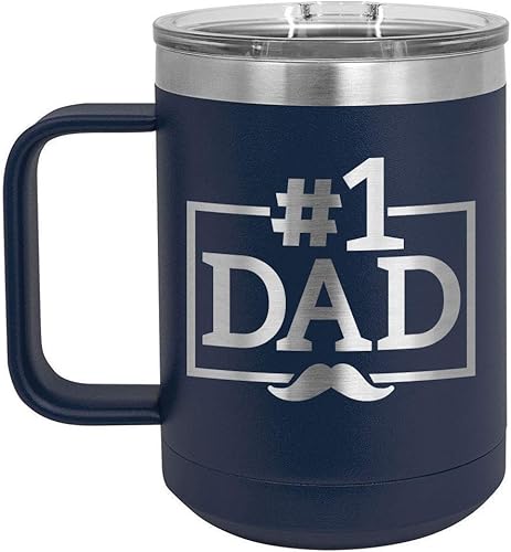 Miniatura 5 de NUMBER 1 DAD B Blue Taza de café de 15 oz con tapa deslizante  Taza de café de viaje aislada  Ideas de regalos del día del padre de hijo o hija