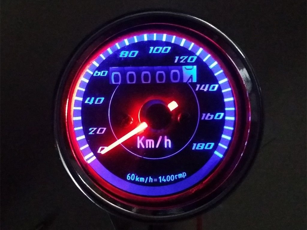 LED Motorcycle Tachometer Tacho Gauge + Odometer Speedometer Speedo Meter Custom