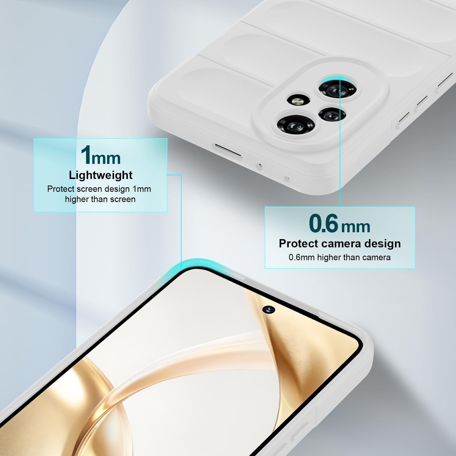 Silicone Case for Honor 200, Anti-Scratch Microfiber Lining, Shockproof Case with Camera Protection, White — view 4