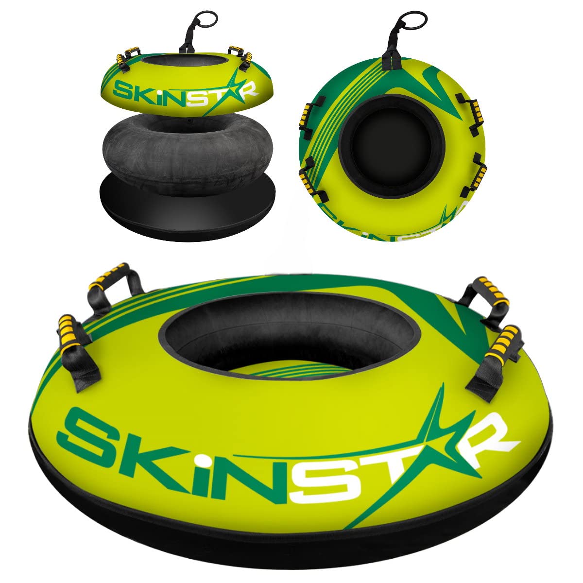 SkinStar Professionale Snow Tube Presentazione Bob Slitta Gomma Schneereifen Gomma Antiscivolo Ø100cm - Verde
