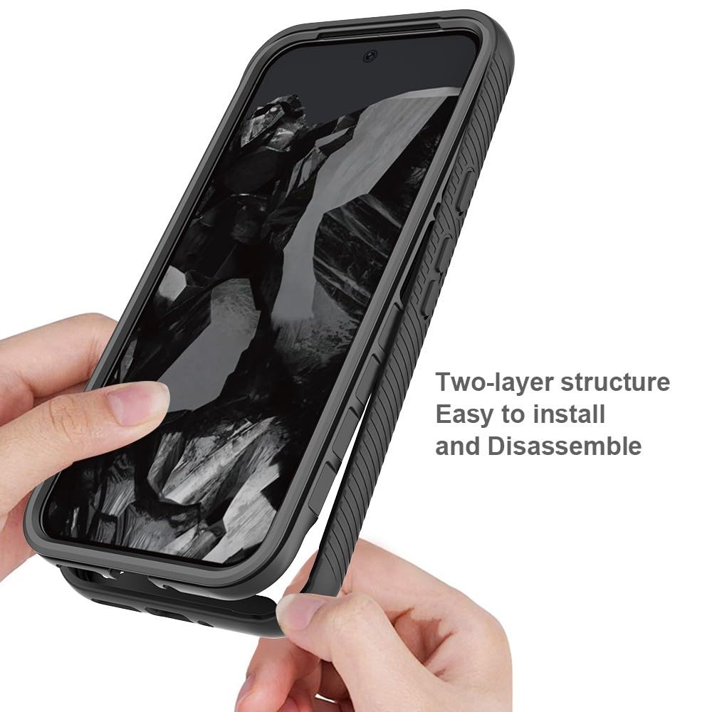 Generic etui kompatybilne z Google Pixel 10 Pro XL (kolor: fioletowy) przezroczysty twardy tył twardy silikon pełna obudowa wbudowana osłona ekranu