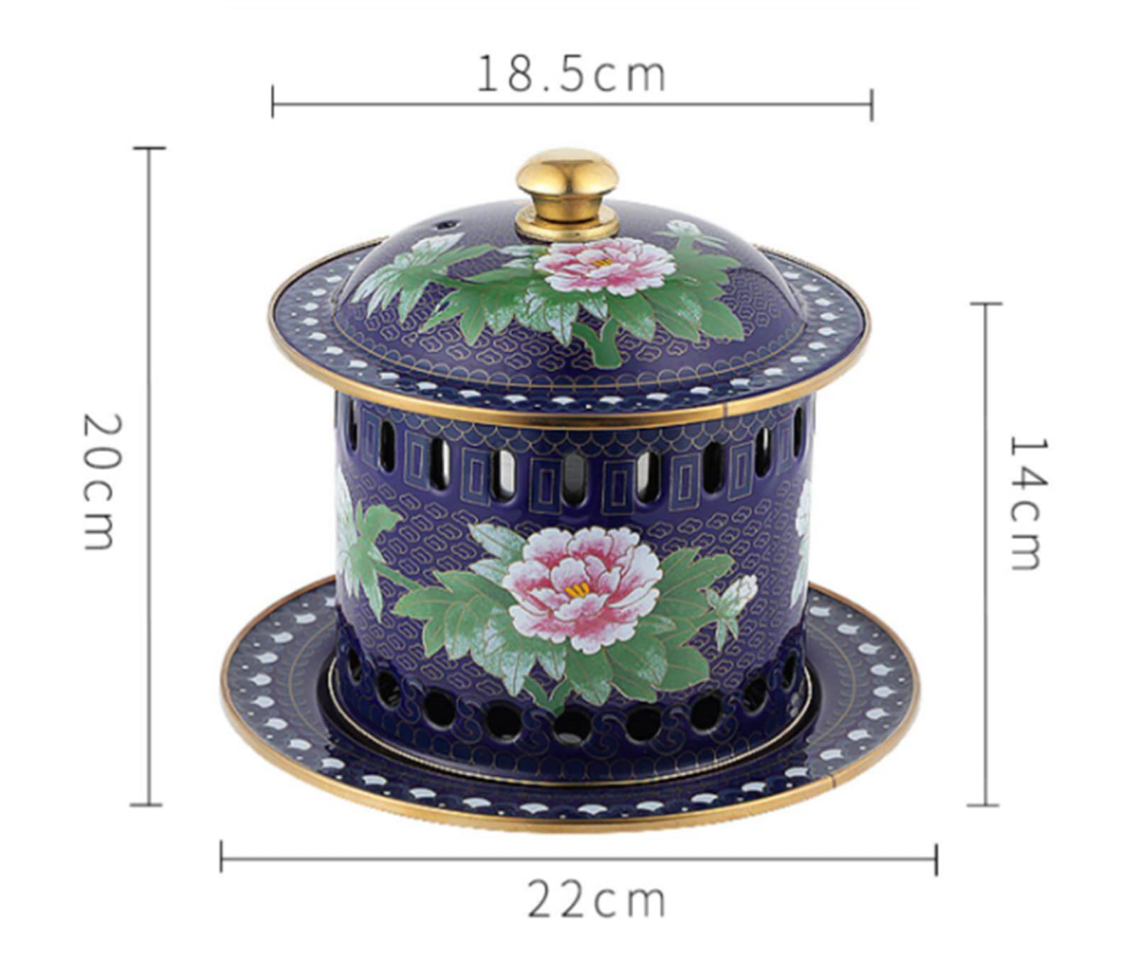 Pentola Cinese in Rame per fonduta, pentola Tradizionale in cloisonné di Pechino, Piccola pentola in Rame per cene in Famiglia, riunioni e Picnic,B