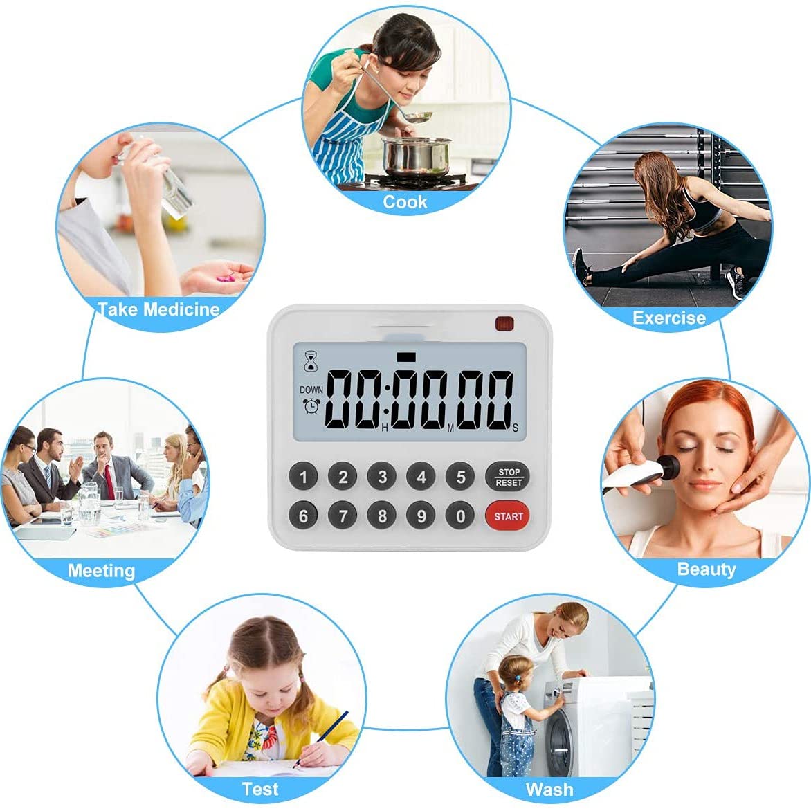 minutnik, Portable Digital Screen Kitchen Timer Large Display Square Cooking Count Up Countdown Alarm Clock Tools