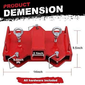 Forklift Trailer Hitch Attachment, Forklift Hitch Receiver 6500lbs Towing Capacity Compatible with Dual Pallet Forks Heavy Duty 2 Receiver for Industrial,Warehouse,Construction and Farm