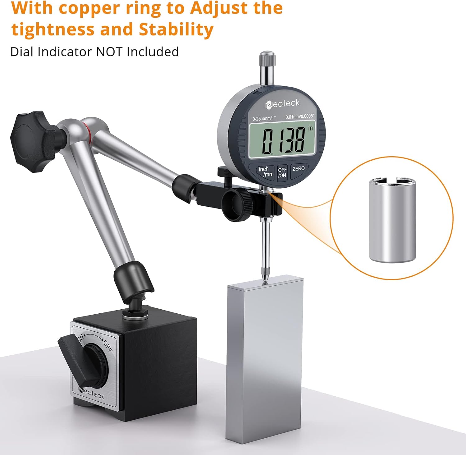 Neoteck 2-6" Digital Bore Gauge Set + 176lbs/80kg Magnetic Base