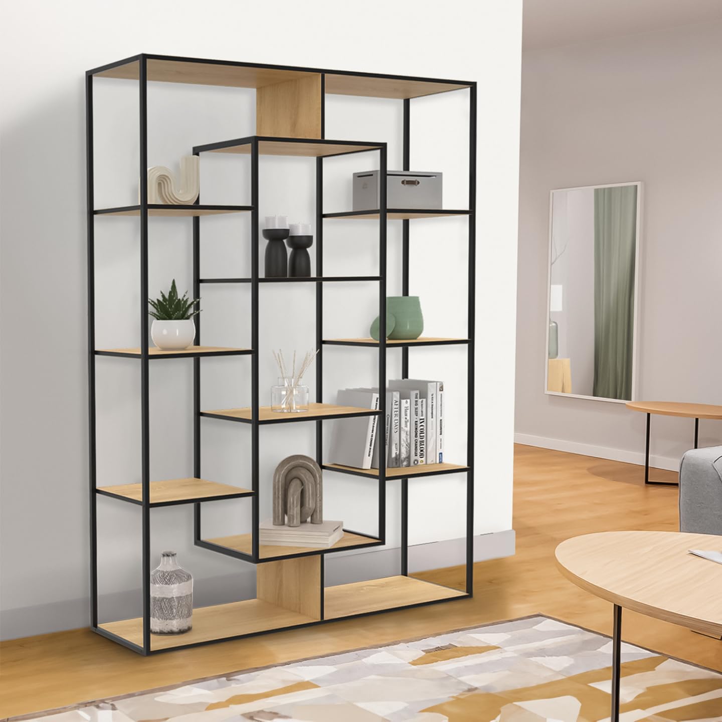 IDMarket - Estantería DETROIT con 11 compartimentos de diseño industrial H.143 cm