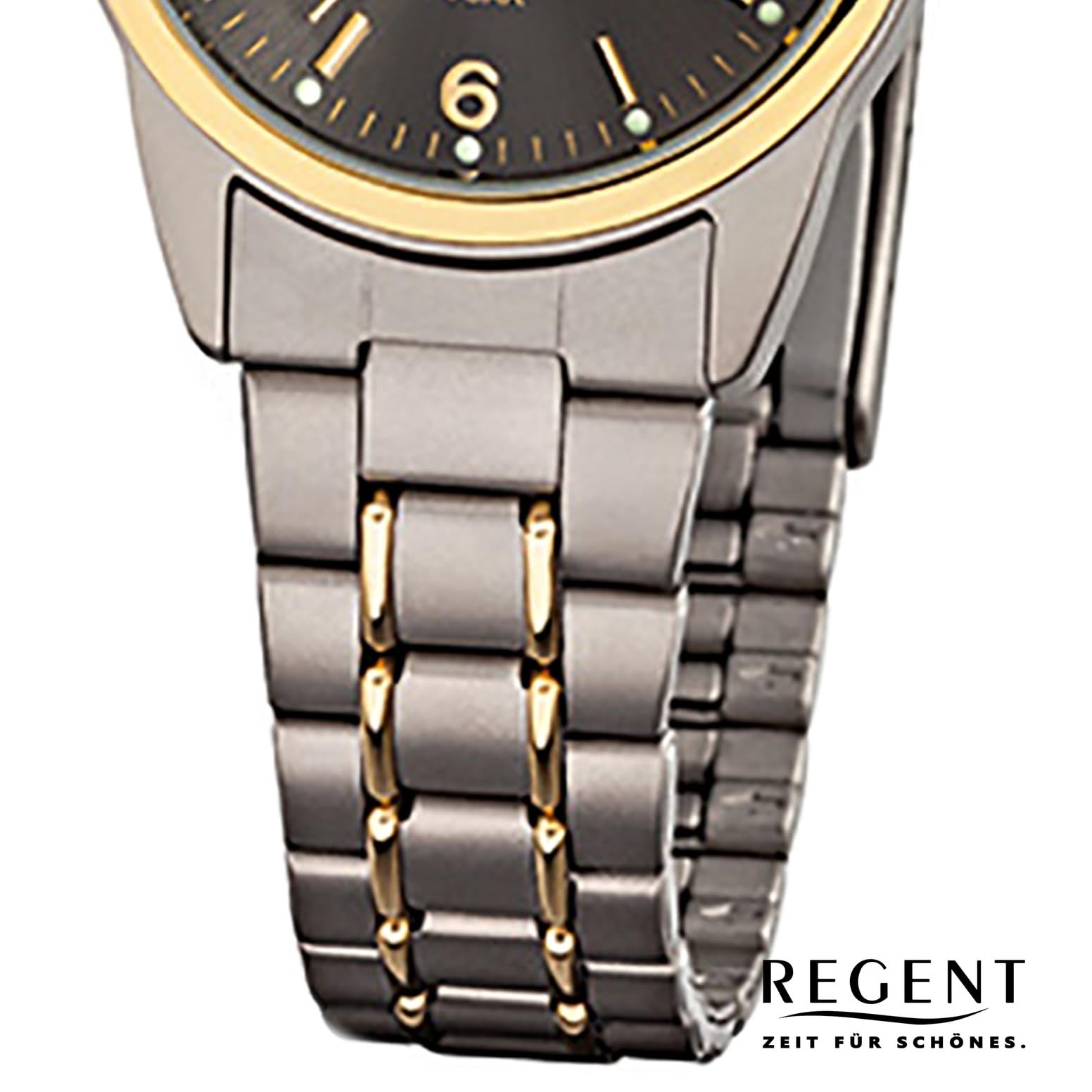 REGENT Titan (Metall) Damen Uhr F-429 Quarzuhr Armband grau Silber Gold D1URF429 Quarzuhr Frau
