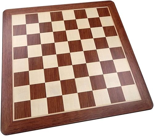 Templeton - Tablero de ajedrez con esquinas redondeadas con incrustaciones de madera de padauk, extra grande, 19 x 19 pulgadas, solo tablero de