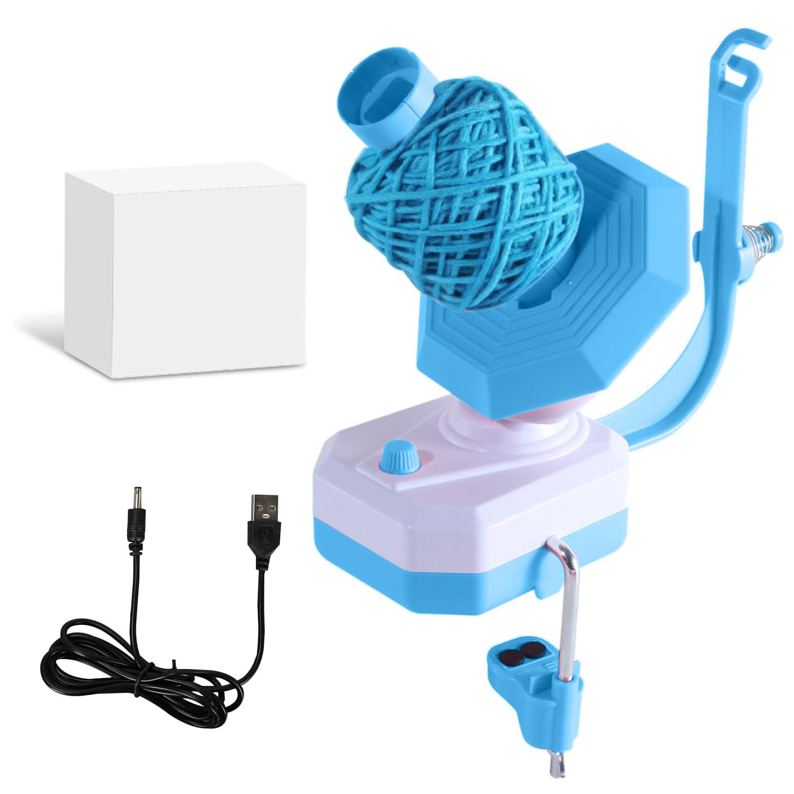 Bigodino elettrico – Automatico Yarn Winder, avvolgitore per lana, avvolgitore a sfera, avvolgitore per uncinetto a velocità continua, aiuto ideale per gli amanti del lavoro a maglia (blu)