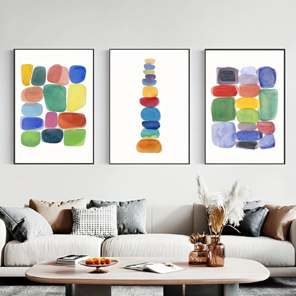 WUHBCZ Wall Posters-Modern Simple Wall Art Geometric Stone Colourful Poster Canvas Printed Poster Pictures for Home Office Living Room Decoration Painting-40 * 50cm/3PCS (No Frame)