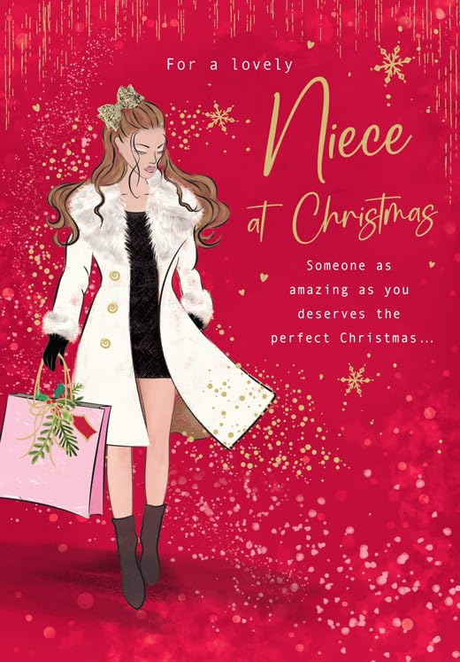Christmas Card For a Lovely Niece at Christmas Teen girl Description - 9 x 6 inches - Piccadilly Greetings